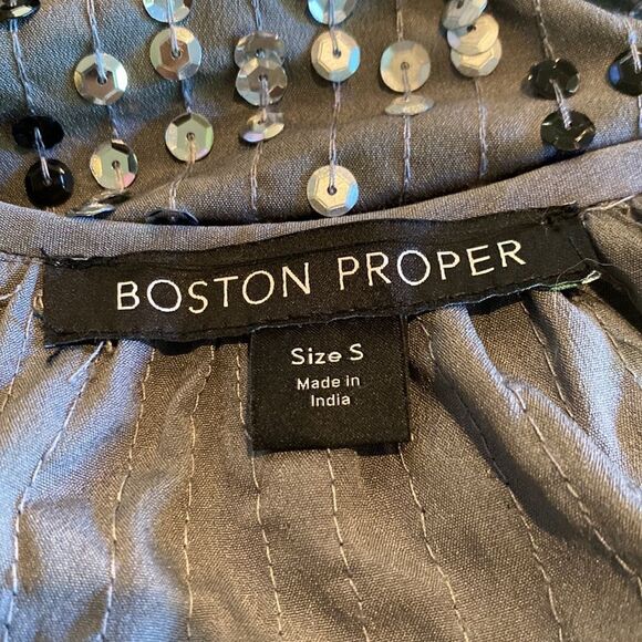 Boston Proper Small Sequin Blouse Top V Neck Long Sleeve - Picture 5 of 6